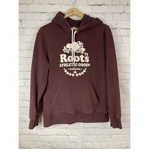 Roots Canada Athletic Hoodie Sweatshirt Fleece Burgundy XS